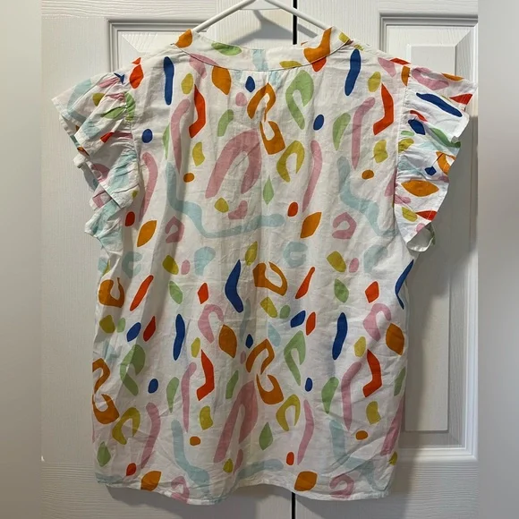 THML Abstract Print Flutter Sleeve Blouse Size S - Picture 9 of 9